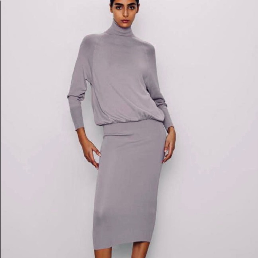 SOLD ZARA gray high neck fitted skirt dress